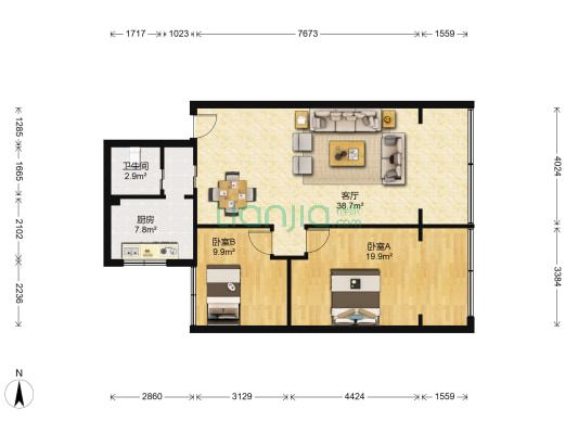 石人南路12号 2室1厅1卫 92平方
