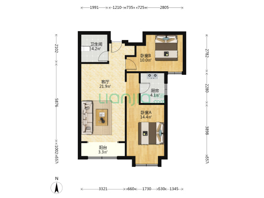 冠云路南侧配套齐全出门集贸市场1000米二康医院-户型图