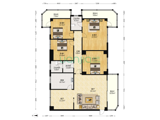 怡安阁 4室2厅3卫 232平方