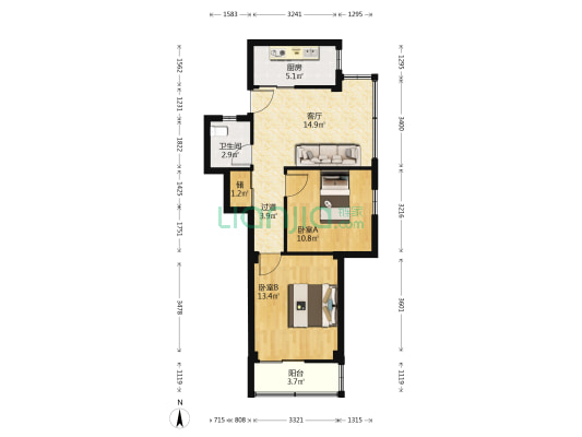 人民巷九号 2室1厅1卫 67平方