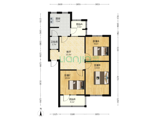 一环路南二段18号 3室1厅1卫 73平方
