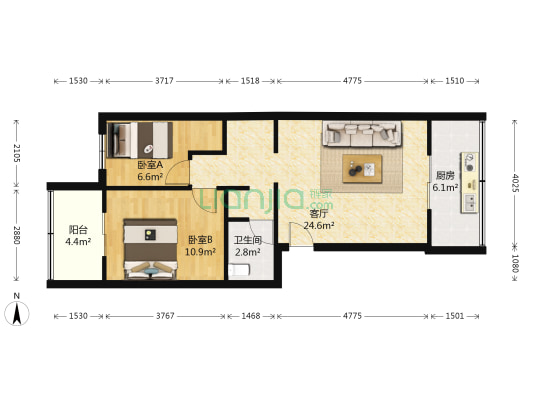 广仁小区 2室1厅1卫 70平方