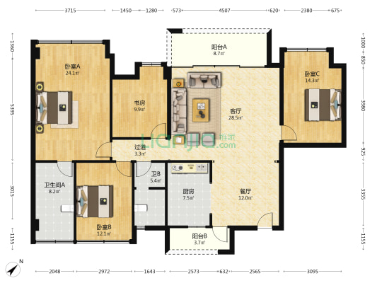 樾玺 4室2厅2卫 160平方
