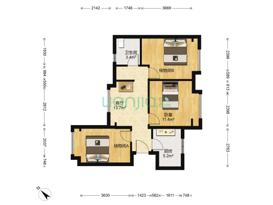 首创新悦都二区 1室1厅1卫 71平方