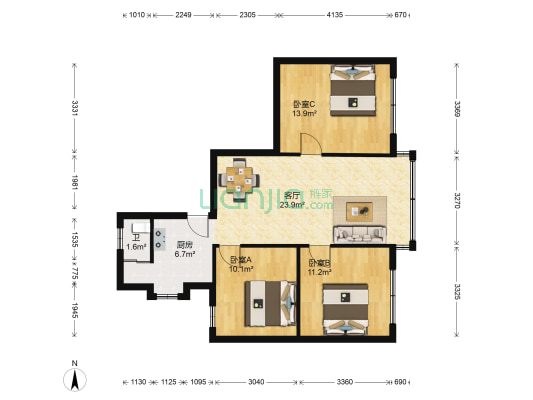 沙冲南路15号 3室1厅1卫 84平方