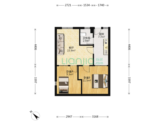 圣安苑 2室1厅1卫 49平方