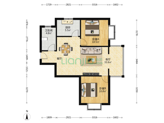 西津沁园 2室1厅1卫 94平方