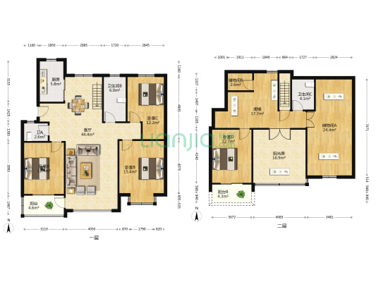 锦绣江南 4室1厅3卫 120平方