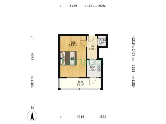迎水北里 1室0厅1卫 21平方