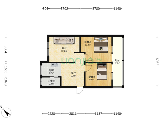 文雅巷 2室2厅1卫 63平方