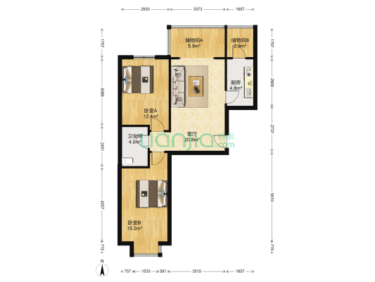 立汇美罗湾四期 2室1厅1卫 83平方