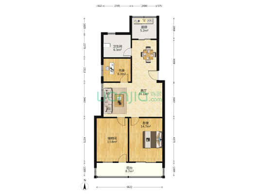 清逸苑 2室1厅1卫 109平方