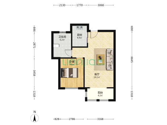万欣城竹园 1室1厅1卫 73平方