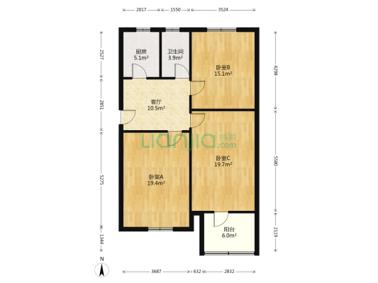 小西天东里 3室1厅1卫 92平方