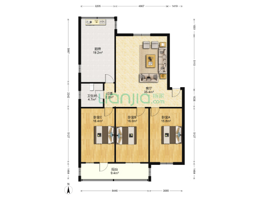 黎河建筑公司家属楼 3室1厅1卫 142平方