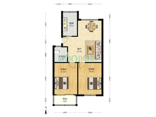 合宝弄 2室1厅1卫 85平方