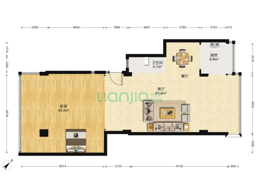 黄兴路5号 1室1厅1卫 138平方