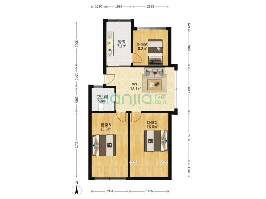 洋塘路67号 3室1厅1卫 78平方