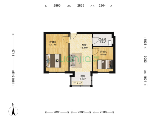 中环17区B区 2室1厅1卫 66平方