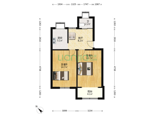 法院宿舍东苑 2室1厅1卫 59平方