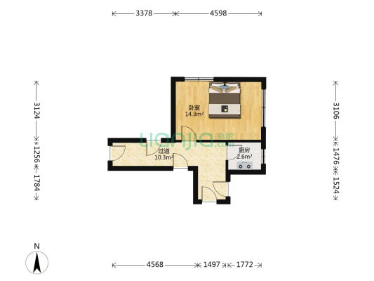 解放南路（下瓦房街） 1室0厅0卫 26平方