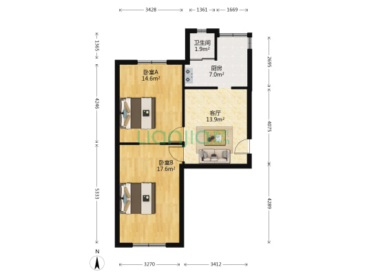 科研里 2室1厅1卫 59平方