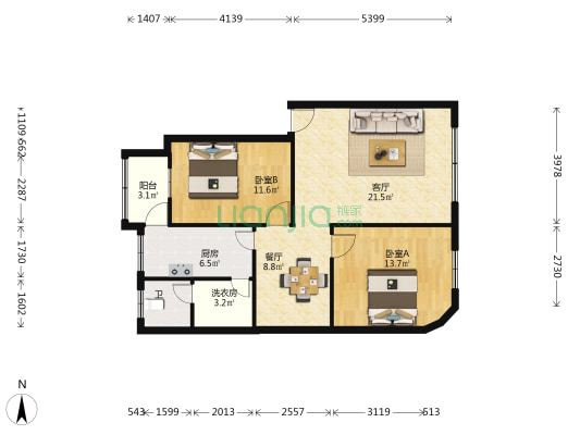 南北大街南二段16号 2室2厅1卫 87平方