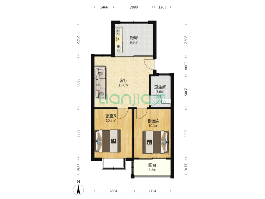 泽园理想城 2室1厅1卫 71平方