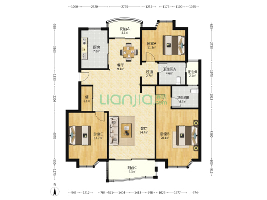 住友昌盛新苑 3室2厅2卫 146平方