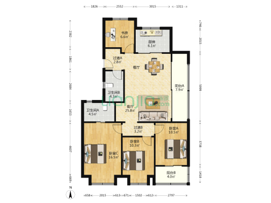 堇麟上府云汀 4室1厅2卫 131平方