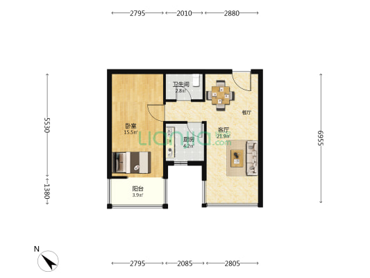 恒信·金悦汇 1室1厅1卫 64平方