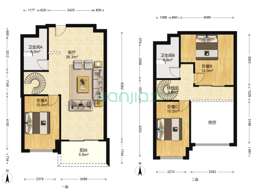旭日荟萃 3室1厅2卫 83平方