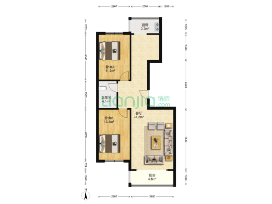 裕安家园 2室1厅1卫 104平方