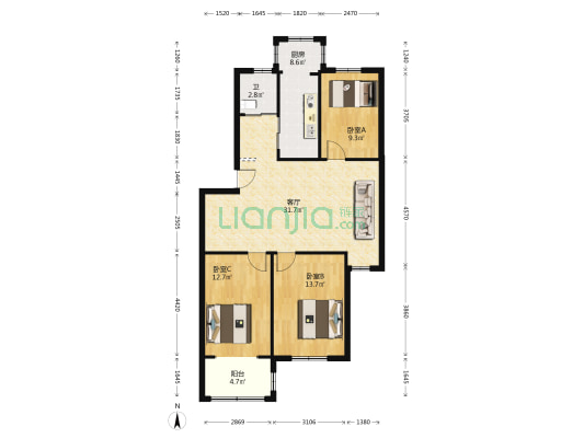 老站村 3室1厅1卫 101平方