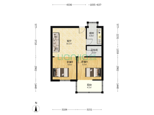 多子巷5号 2室1厅1卫 57平方
