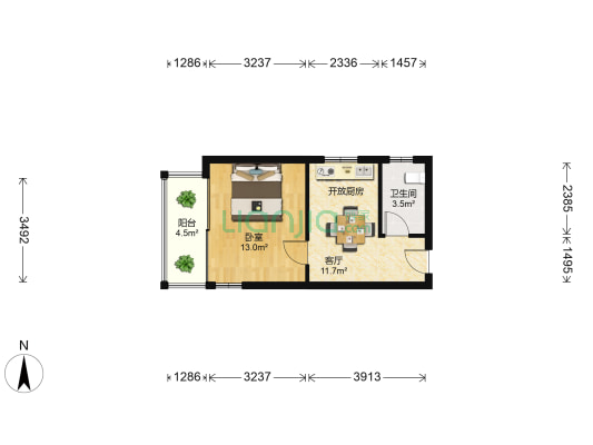 赞成学仕苑 1室1厅1卫 41平方