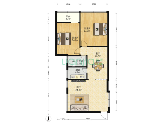 住房保障中心 2室2厅1卫 93平方