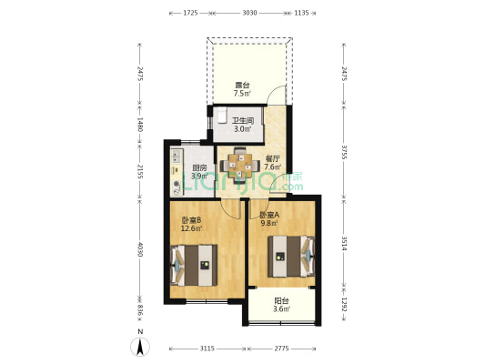 里东山弄 2室1厅1卫 60平方