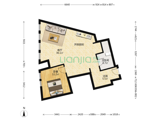 南山海悦 1室1厅1卫 96平方