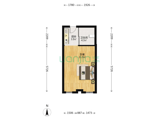金苑大厦 1室0厅1卫 44平方
