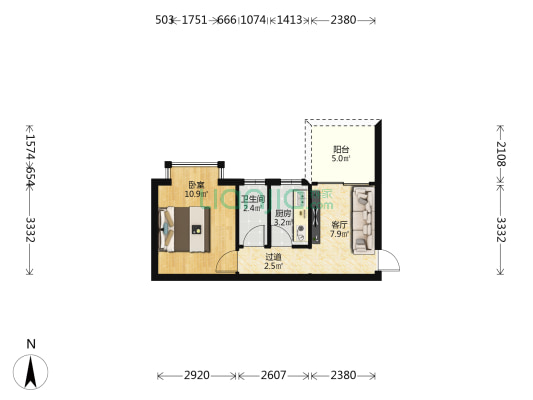 卓雅苑 1室1厅1卫 38平方