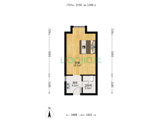 都市A座 1室0厅1卫 40平方
