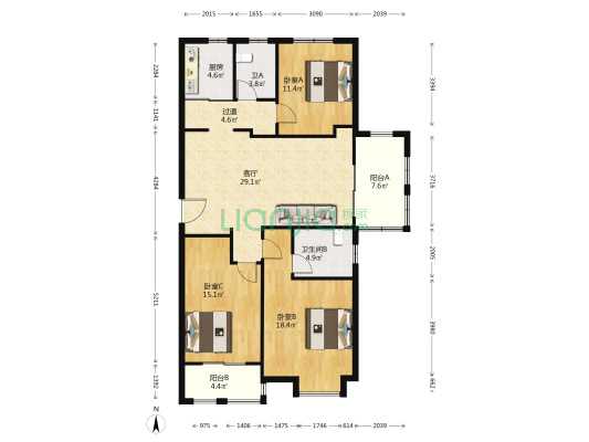 常客隆信一隆庭 3室1厅2卫 147平方