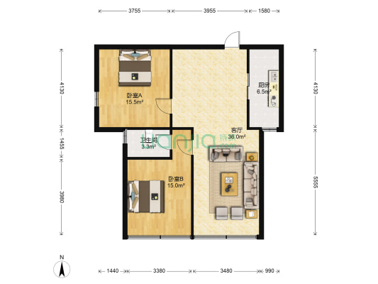 信江壹号 2室1厅1卫 96平方