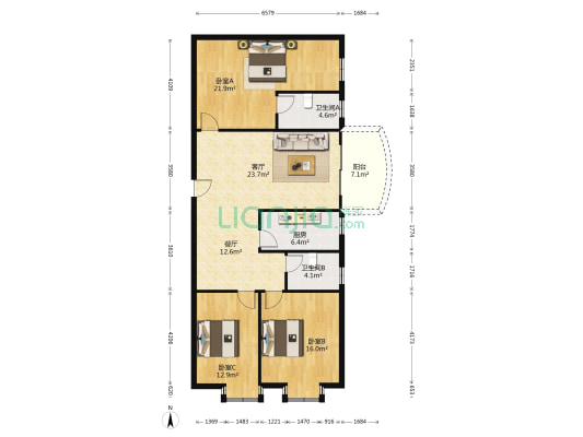 大都会广场 3室2厅2卫 138平方