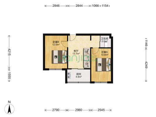 鑫鑫家园 2室1厅1卫 63平方