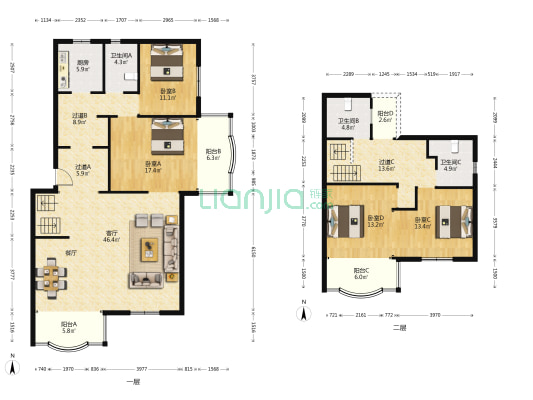 同德公寓 4室1厅3卫 190平方
