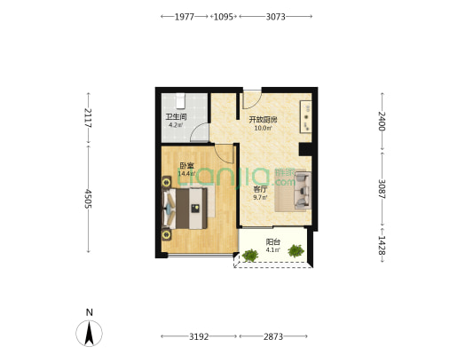 雅达青年广场 1室1厅1卫 66平方