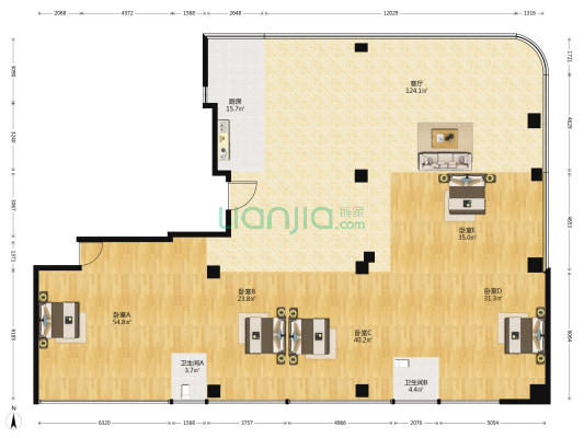 春月江澜湾 5室1厅2卫 382平方