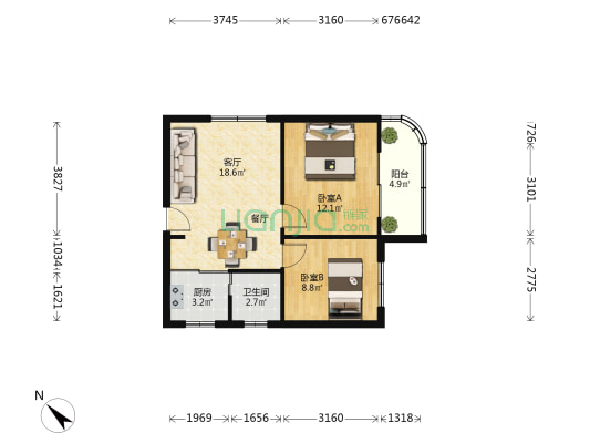 南屏新村 2室1厅1卫 60平方